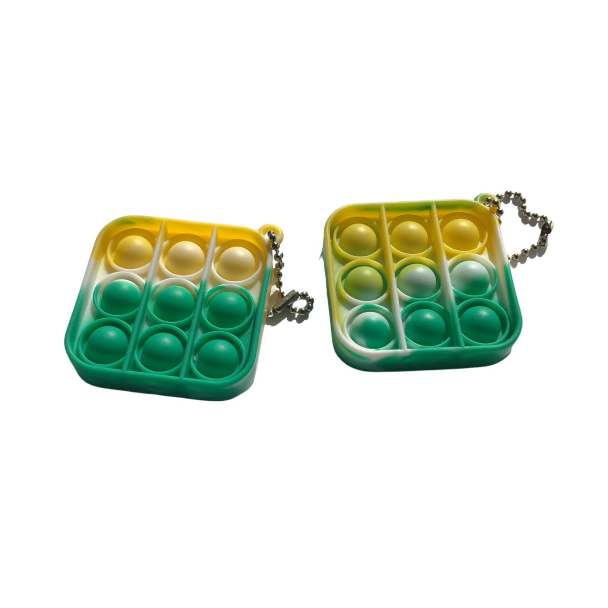 Key-Chain Squared Bubble Popper Green Yellow White