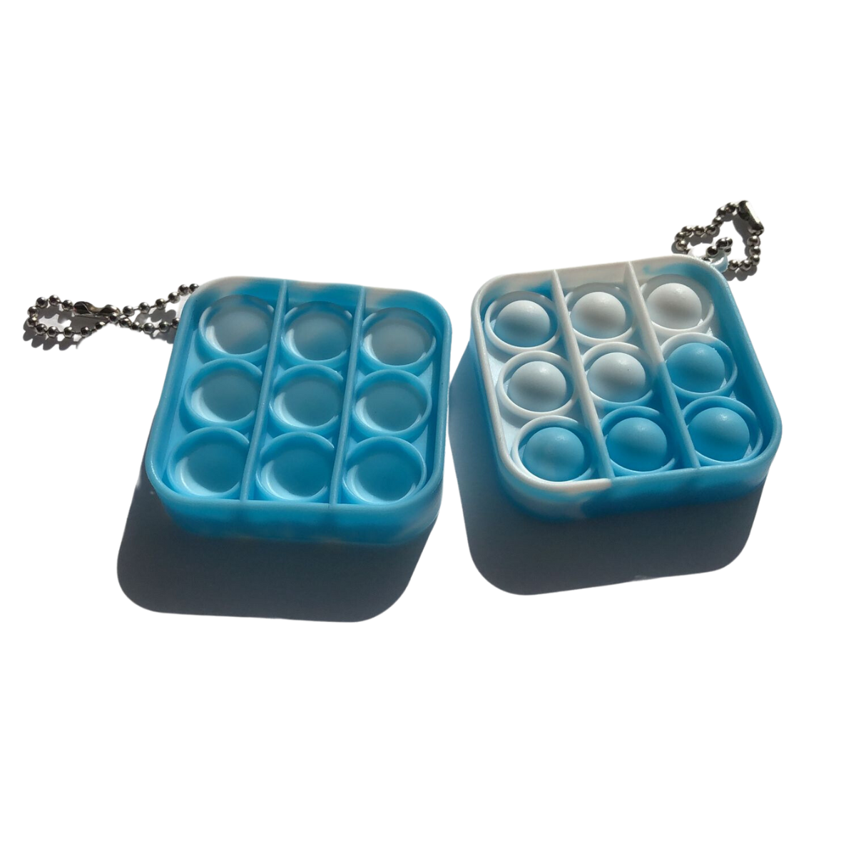 Key-Chain Squared Bubble Popper Blue White