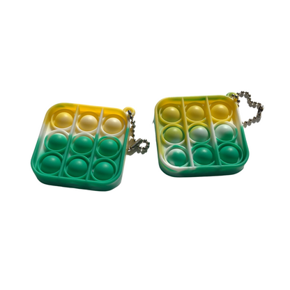 Key-Chain Squared Bubble Popper Green Yellow White 