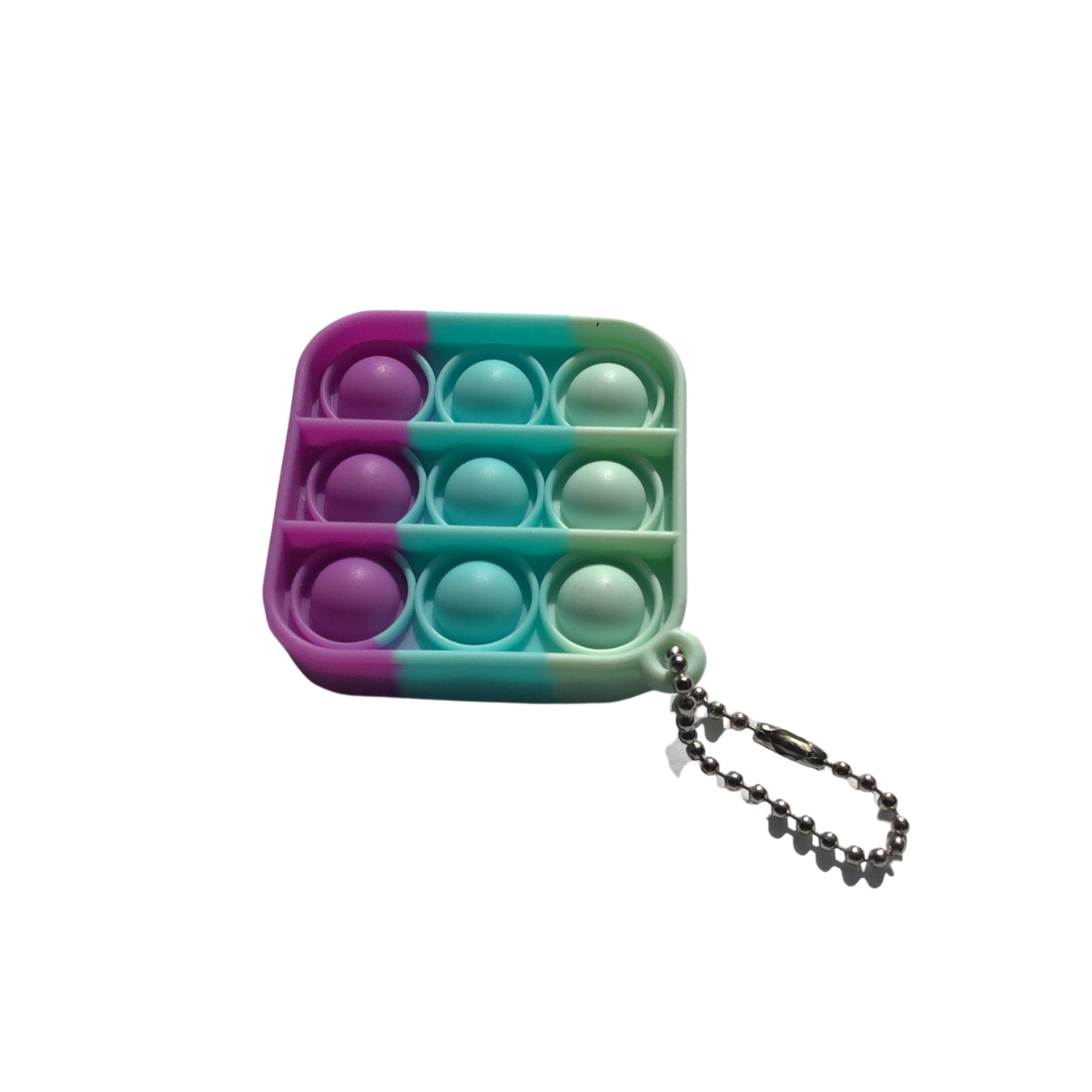 Key-Chain Squared Bubble Popper Purple Blue Pastel Green